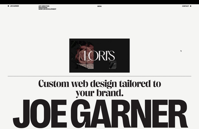 Joe Garner portfolio website 1