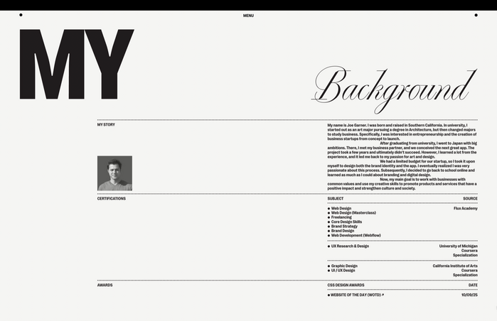 Joe Garner portfolio website 5