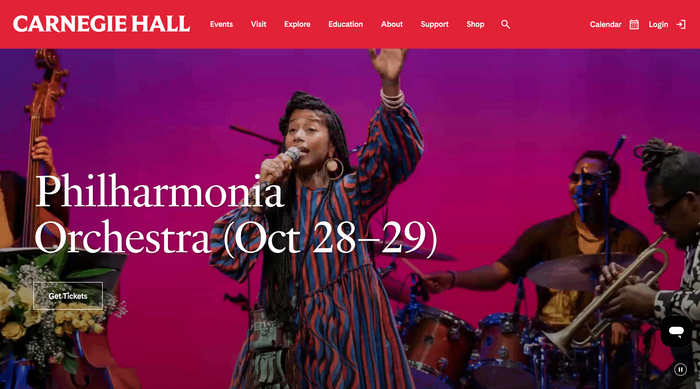 Homepage with logo and menu