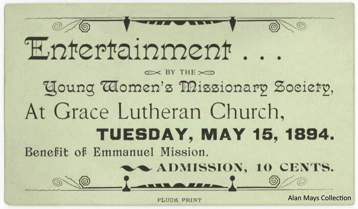 Entertainment ticket, Grace Lutheran Church, Lancaster