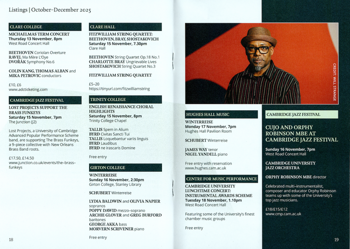 Music at the University of Cambridge: October–December 2025 5