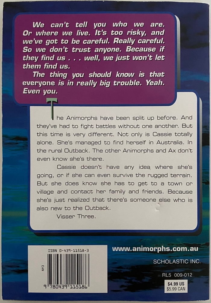 Back cover of book 44, The Unexpected