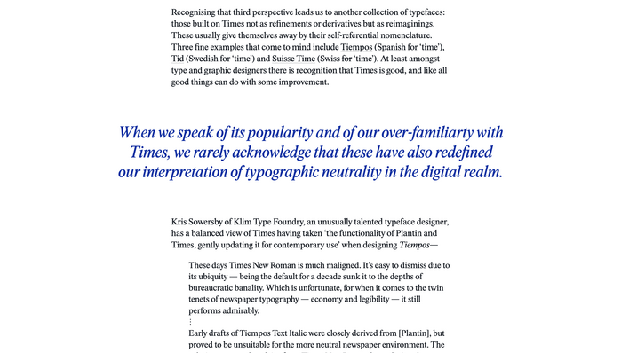 Tid is used in its Display optical sizing for pull quotes.