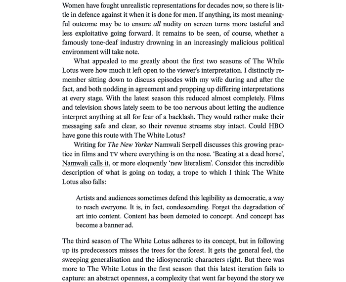 The letter widths of Tid are forgiving enough to allow for a properly readable justified setting which is offered optionally to readers.