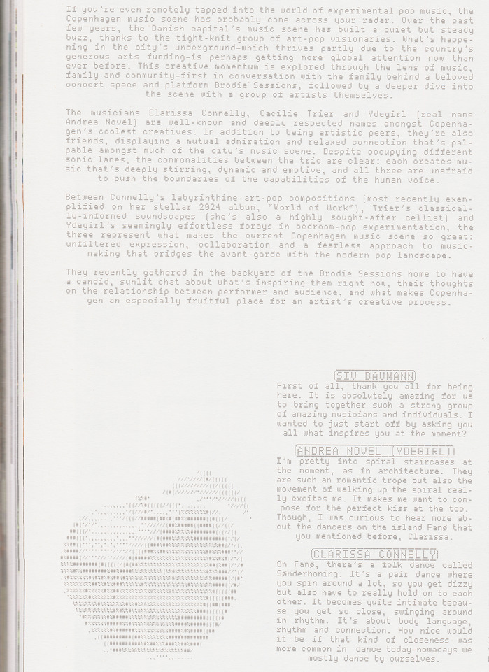 Editorial detail of Theran Halo up close from a page where it's used in running text, in an ASCII image of an apple, as well as in titles with OpenType automatic positional (circled) forms applied.