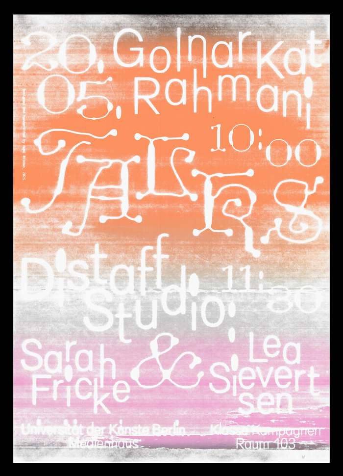 Golnar Kat Rahmani and Distaff Studio at UDK Berlin lecture poster 5