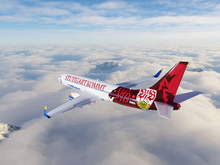 VfB Stuttgart 1893 will receive a SunExpress aircraft with special livery in the club’s design.