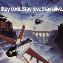 “Stay cool. Stay low. Stay alive.” <cite>River Raid</cite> ad