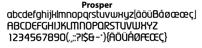 Glyph set for one of the 48 styles of Prosper