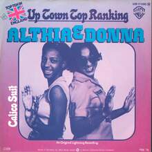 Althea &amp; Donna – “Uptown Top Ranking” / “Calico Suit” German single cover