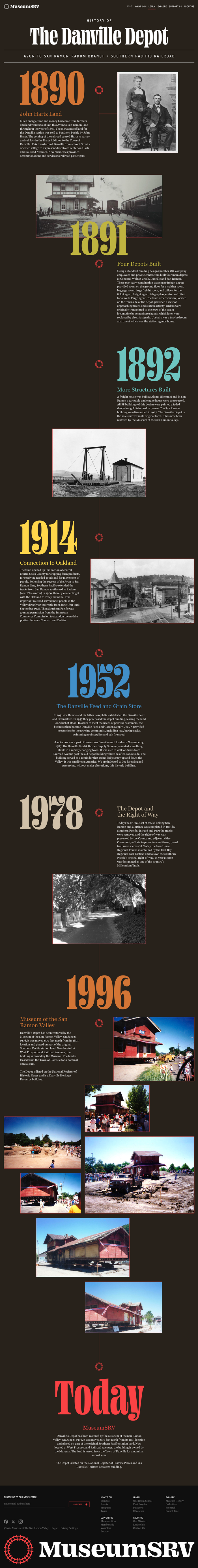 Timeline feature from the website. Smaller text is set in  and  Condensed.