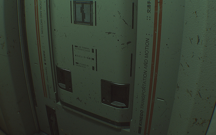 This lovely mix of Arial Regular and Arial Black on a mechanical door