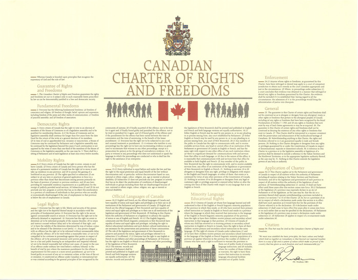 Canadian Charter of Rights and Freedoms, later edition