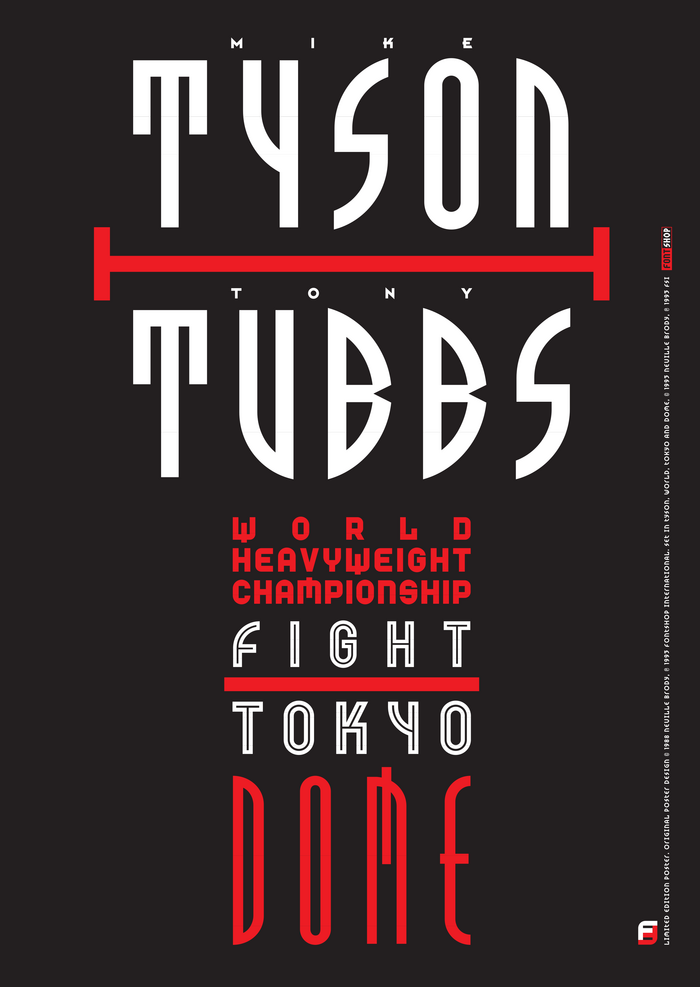 A 1993 poster recreating the typography of the 1988 poster for the release of the fonts by FontShop