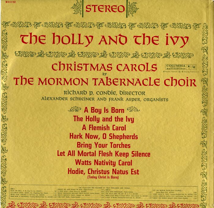 The Mormon Tabernacle Choir –&nbsp;The Holly and the Ivy album art 2