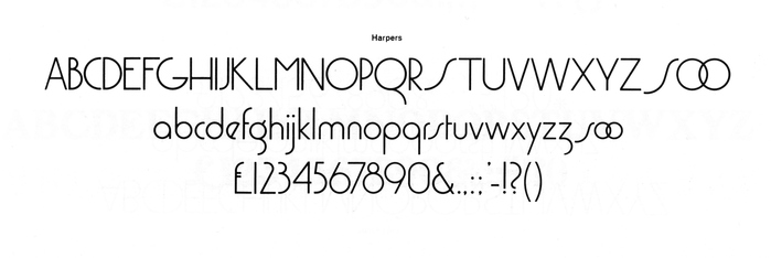 Glyph set of Harpers from a c.1981 Face catalog