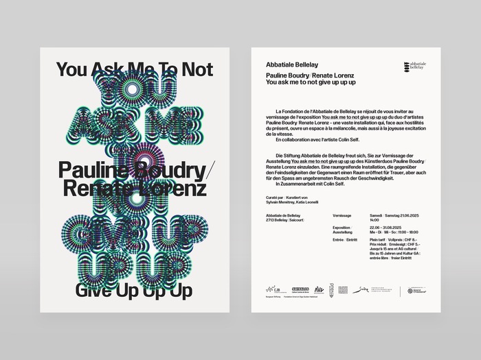 Pauline Boudry / Renate Lorenz – You Ask Me to Not Give Up Up Up exhibition poster and flyer 2