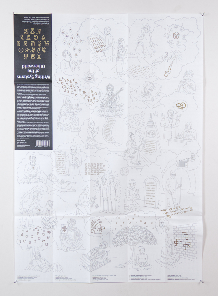 The poster side of the panel illustrates 20 out of 22 visions displayed in the exhibition.