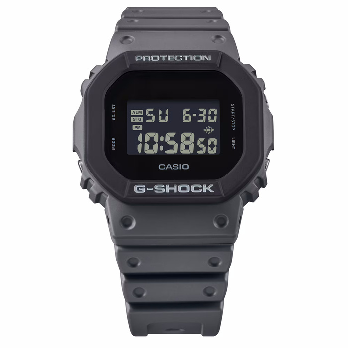 The DW-5610UU-8, G-SHOCK’s “take on gorpcore fashion” with a heavily reduced case design, only featuring text for the buttons.