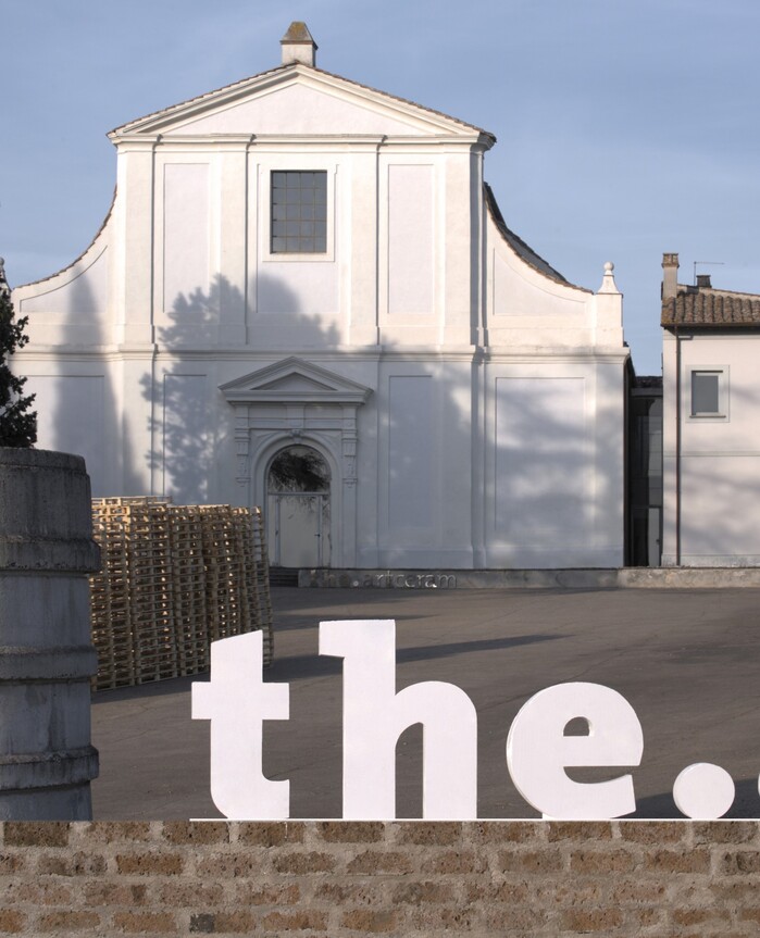 The logo displayed in front of the factory in Civita Castellana