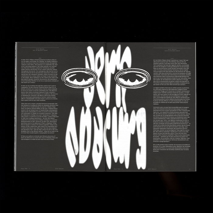 Title set in Jester Fool (squeezed, tracked and slightly blurred).