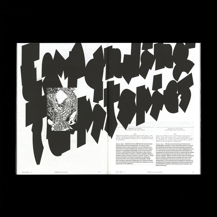 Title set in Michaux Bold, for a conversation with French professor Hervé Aracil.