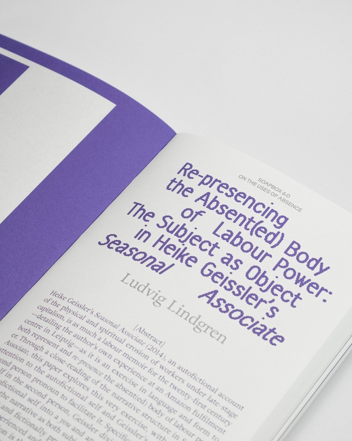 Soapbox issue 6.0, “On the Uses of Absence” 7