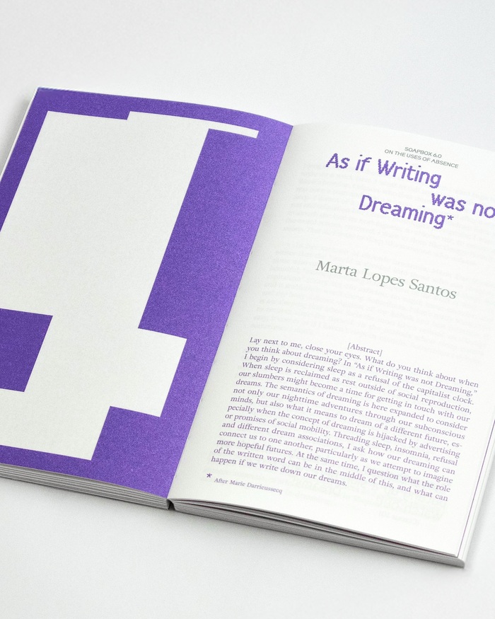 Soapbox issue 6.0, “On the Uses of Absence” 8