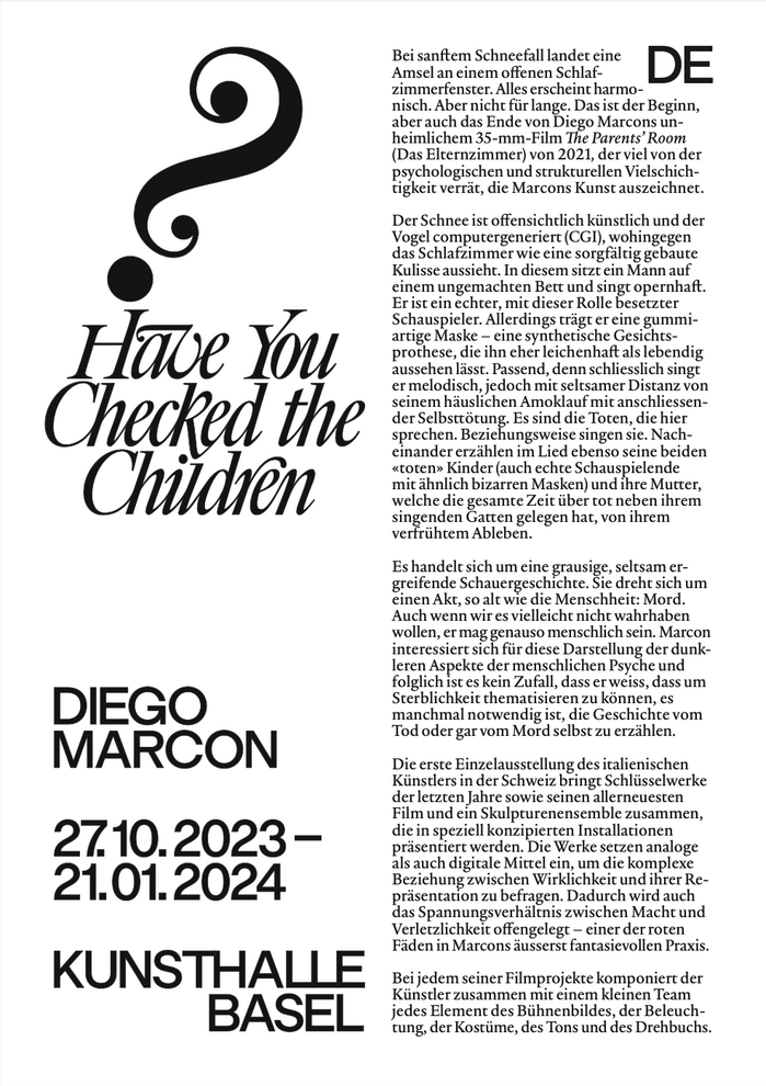 Diego Marcon – Have You Checked the Children, Kunsthalle Basel 1