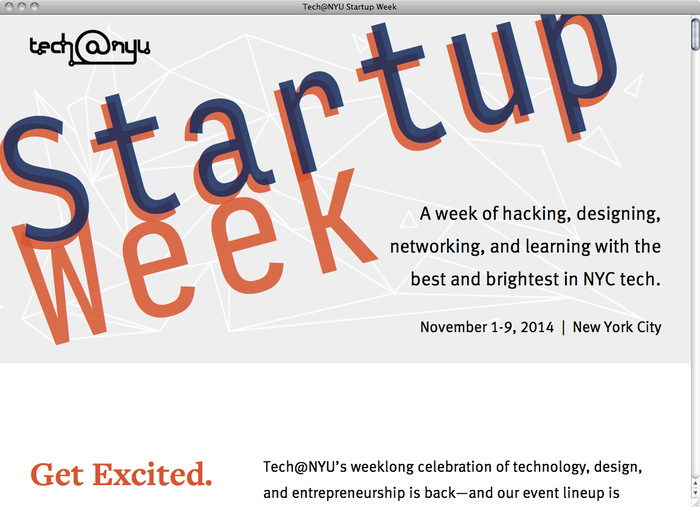 NYU Startup Week website 1