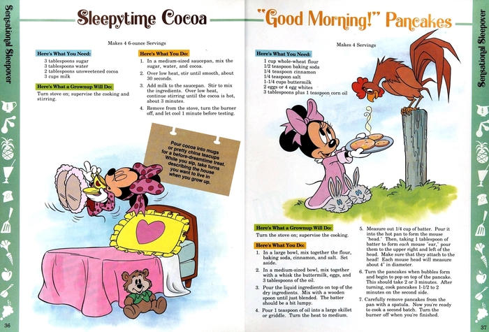 Spread from Cooking Together: A Book of Recipes (1990). The text typefaces are  and .