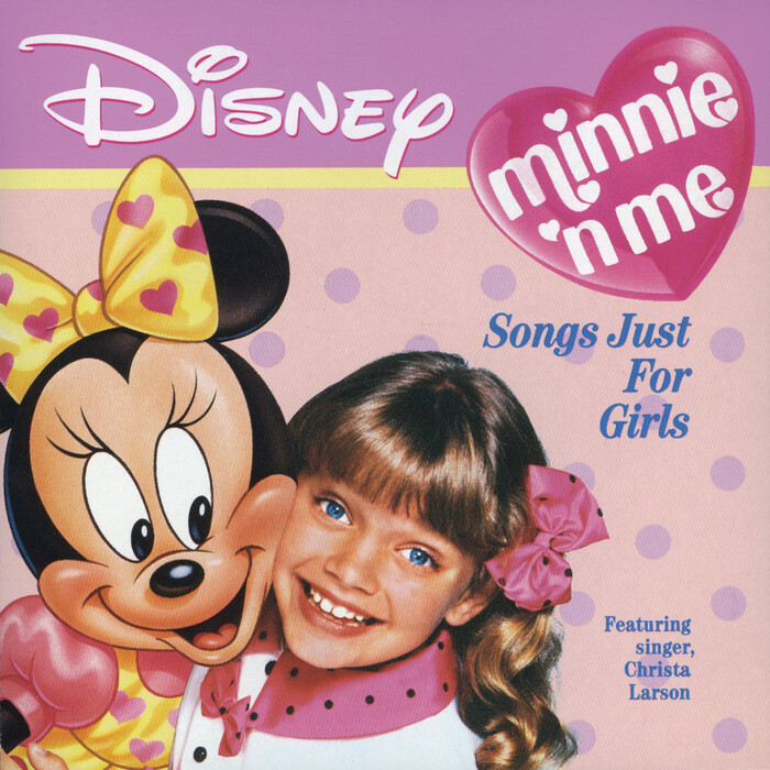 Minnie &rsquo;n Me: Songs Just for Girls album cover (1990), ft. the italic and roman styles of  Bold Condensed for secondary text