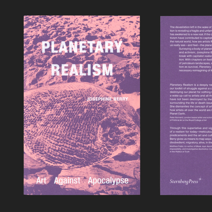 “The cover design takes an untitled collage by Paul Nash for a 1960s Shell motor guide of Dorset, but introducing a lurid, vibrant colour scheme inspired by oil spills, overlayed with semi-transparent text to reveal the course halftone screen below.”