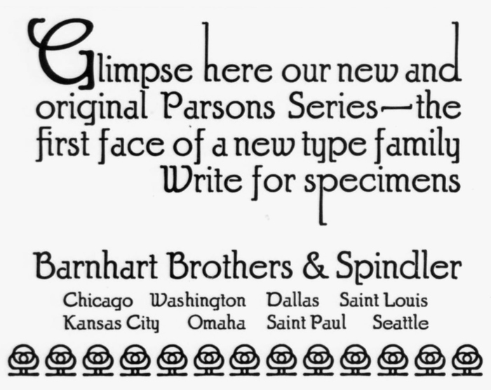 The Parsons Series as it was advertised by  in the November 1917 issue of the Inland Printer