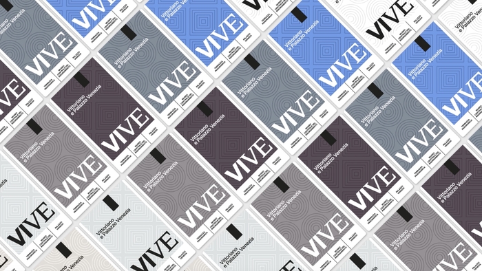 The visual identity is here seen applied to the monuments' entrance tickets. Same typesetting, five different color codes for each of the five museums making up VIVE.
