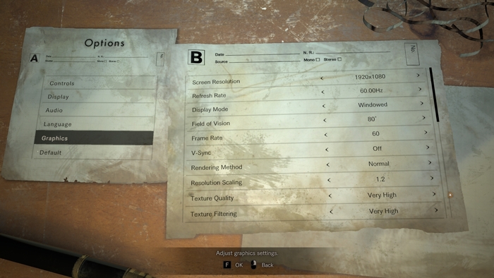 Settings menu