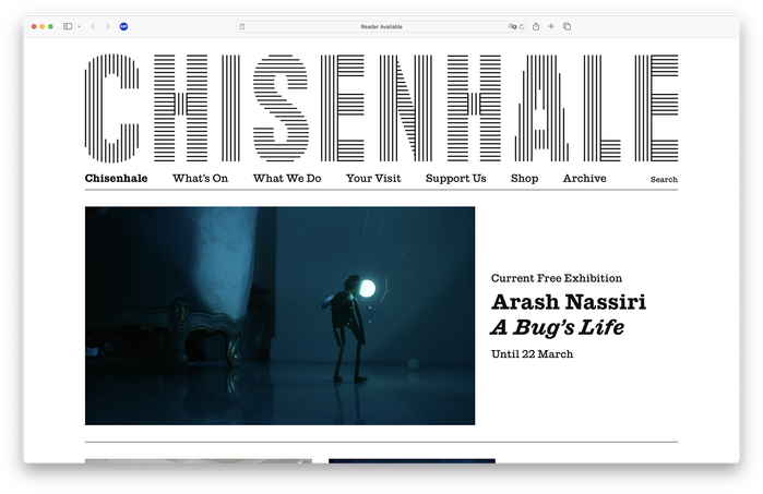 Landing page featuring the gallery's wordmark