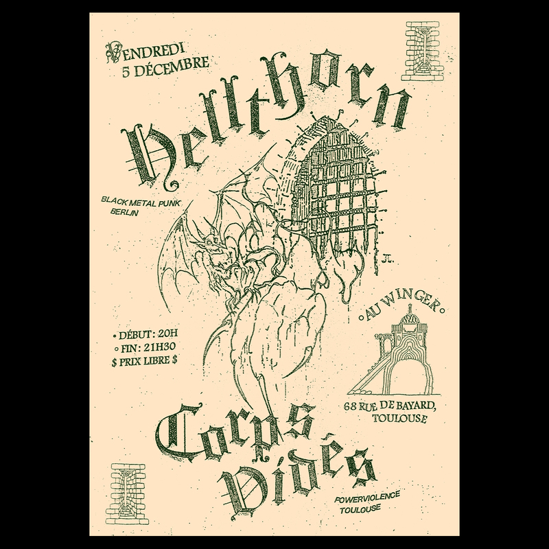 Hellthorn and Corps Vidés concert flyer