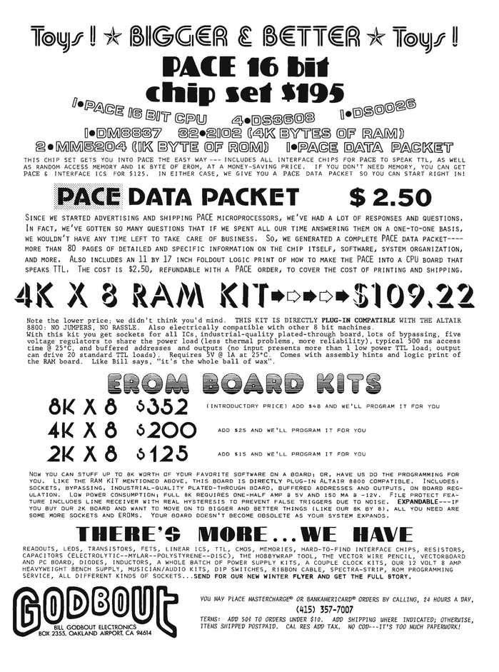 Bill Godbout Electronics advert in BYTE magazine 2