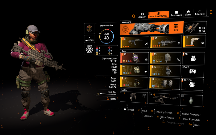 Inventory screen