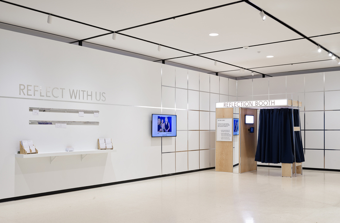 Installation view of Looking Back: Lucas Samaras's Mirrored Room