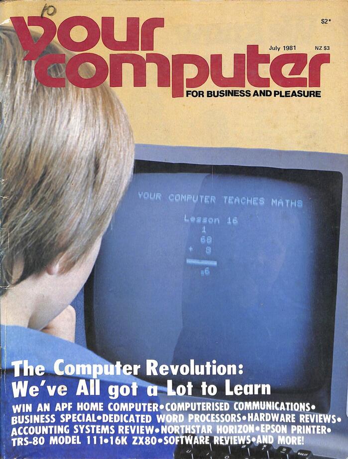 Issue no. 2 from July 1981. The white text at the bottom is an unidentified typeface similar to . I wonder if it’s related to . [edit: identified by Bryson as  Black Condensed]