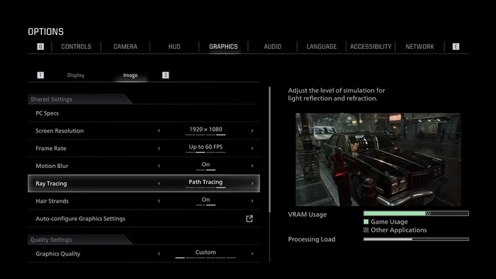 Settings menu