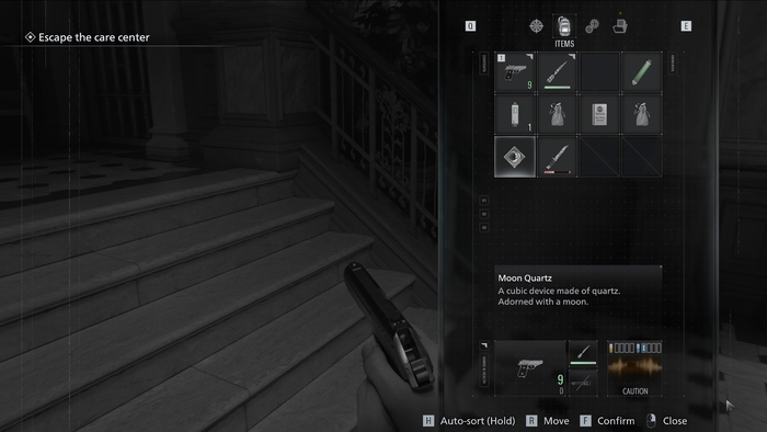 Grace’s inventory, the only place where you can see her health meter.