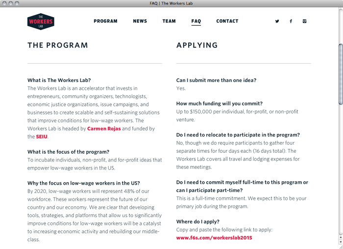 The Workers Lab website 5