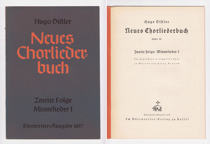 Neues Chorliederbuch by Hugo Distler​, Bärenreiter-Ausgabe 1057