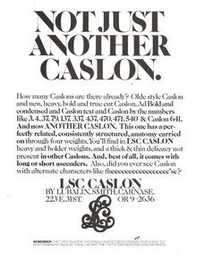 LSC Caslon typeface ad