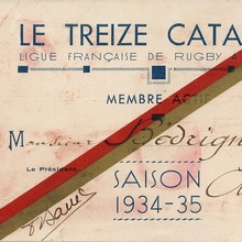 Treize Catalan membership card, saison 1934–35