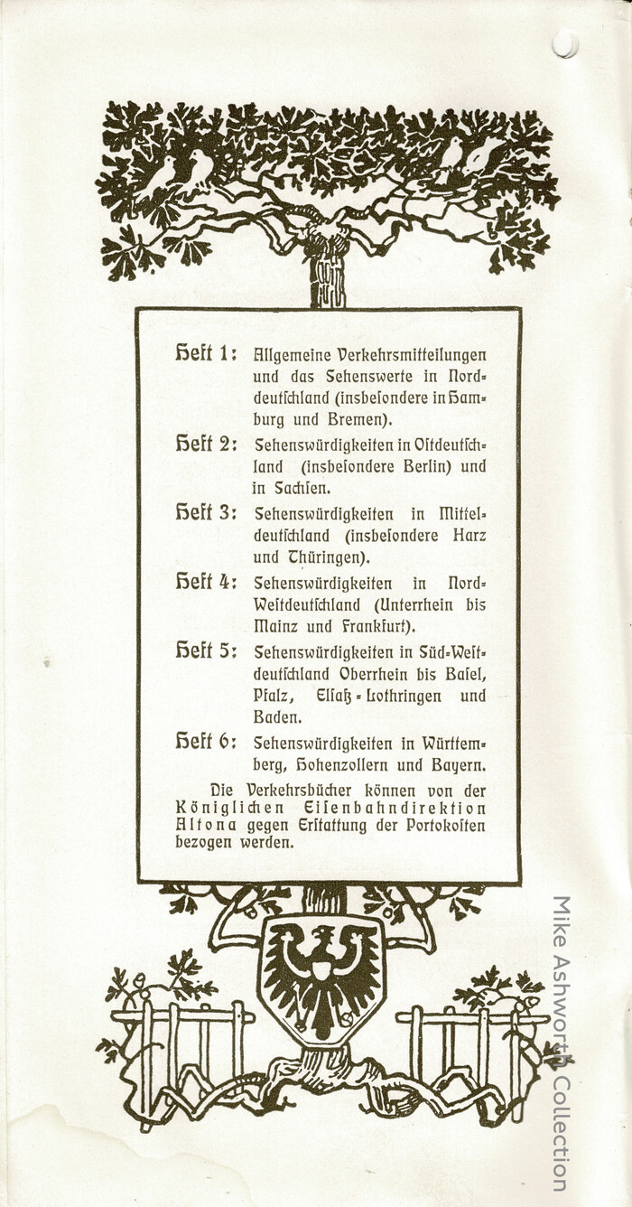 Table of contents for all six booklets as included in the final volume. Note the two forms of H (&ldquo;Hamburg&rdquo; vs. &ldquo;Harz&rdquo;) and s/ſ, as well as the use of .