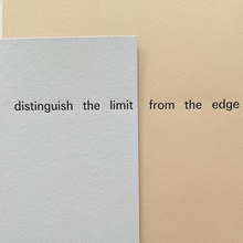 <cite>Distinguish the Limit From the Edge</cite> by Theresa Hak Kyung Cha and Jimmy Robert